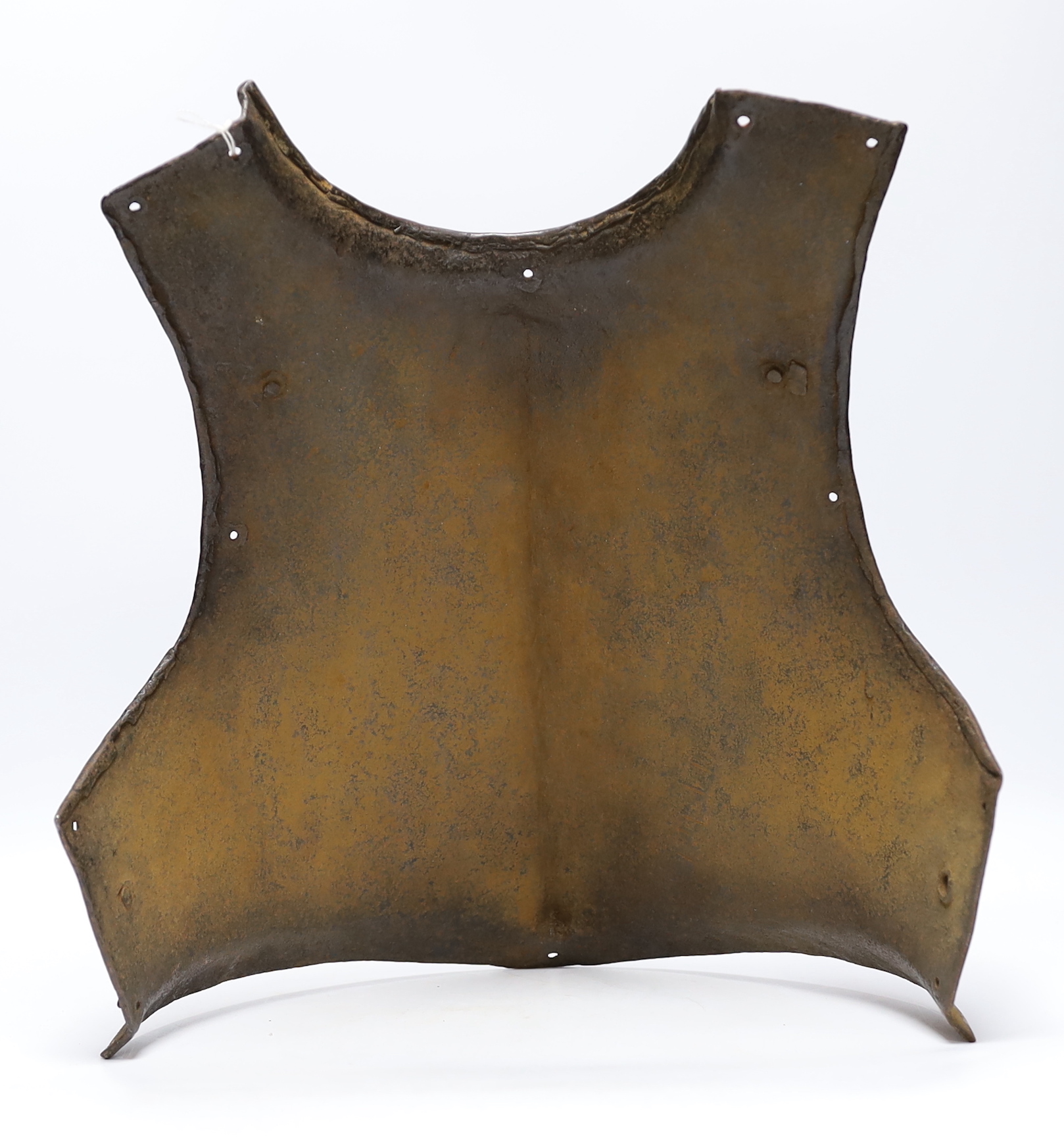 A mid 17th century infantry soldier’s breast plate, struck with armourer’s marks, 42cm high